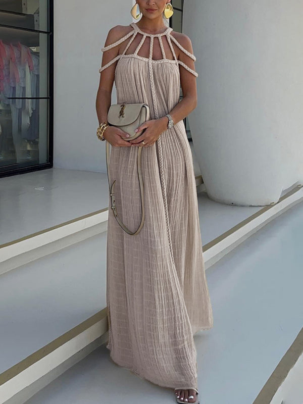 New casual drawstring holiday loose fashion dress