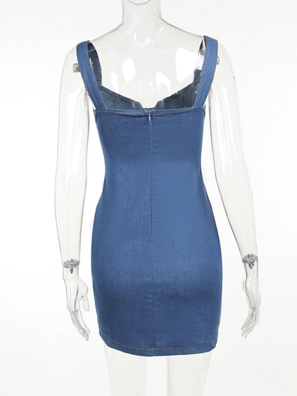 New sexy hottie suspender sexy hot diamond denim dress