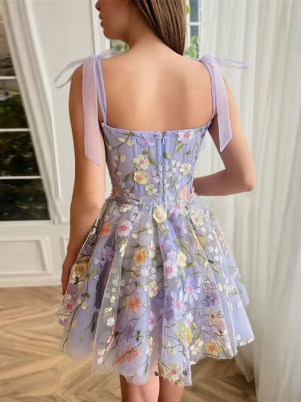 Women's fashion three-dimensional flower embroidery hip-hugging sexy suspender dress