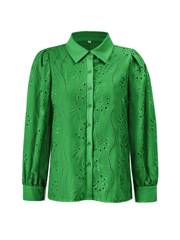 New Single Breasted Solid Color Embroidered Long Sleeve Lapel Shirt